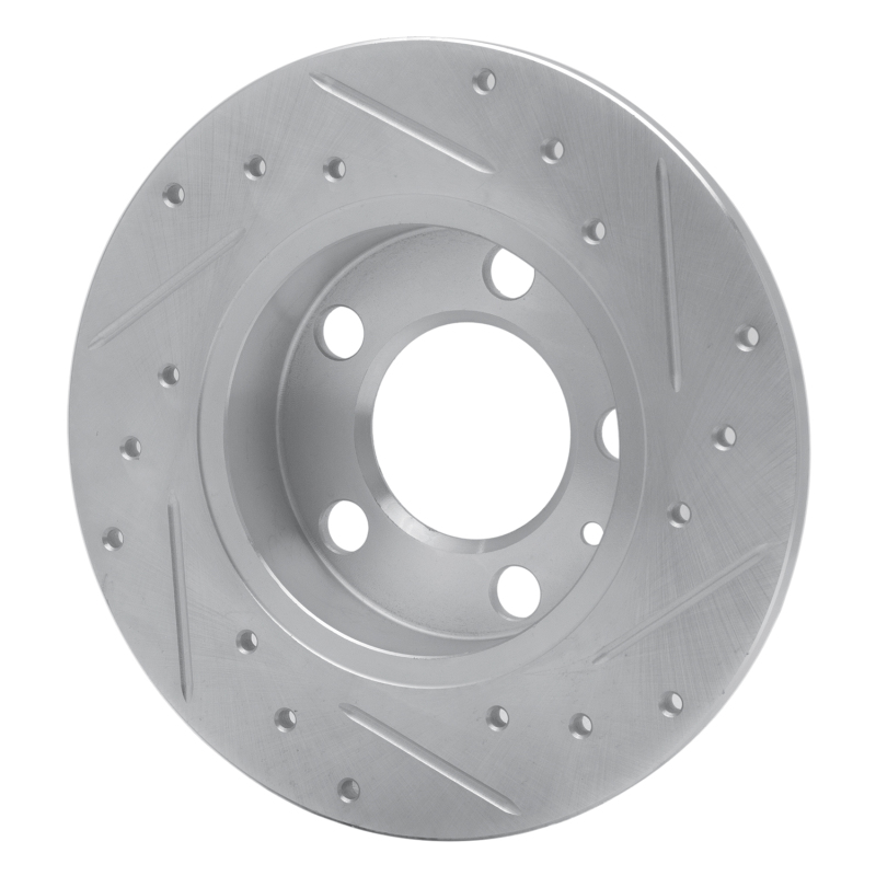 Audi A1 Brake Rotor (1) - Rear Left - R1 Concepts - Drilled & Slotted - Silver - `98-`24